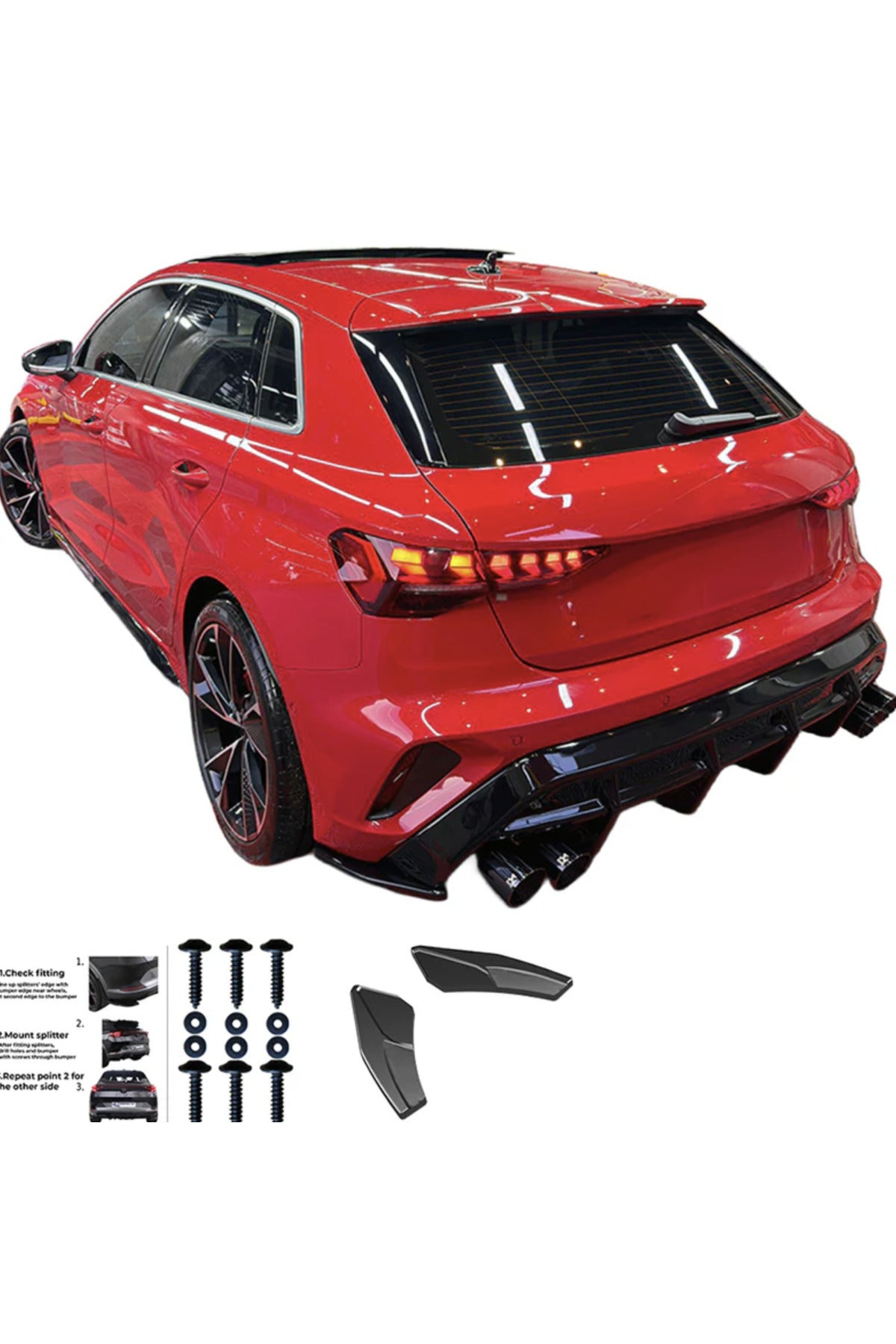 Audi A3 8Y Sportback S-Line 2025+ Arka Flap Seti | Sportif Tampon Eki & Agresif Tasarım