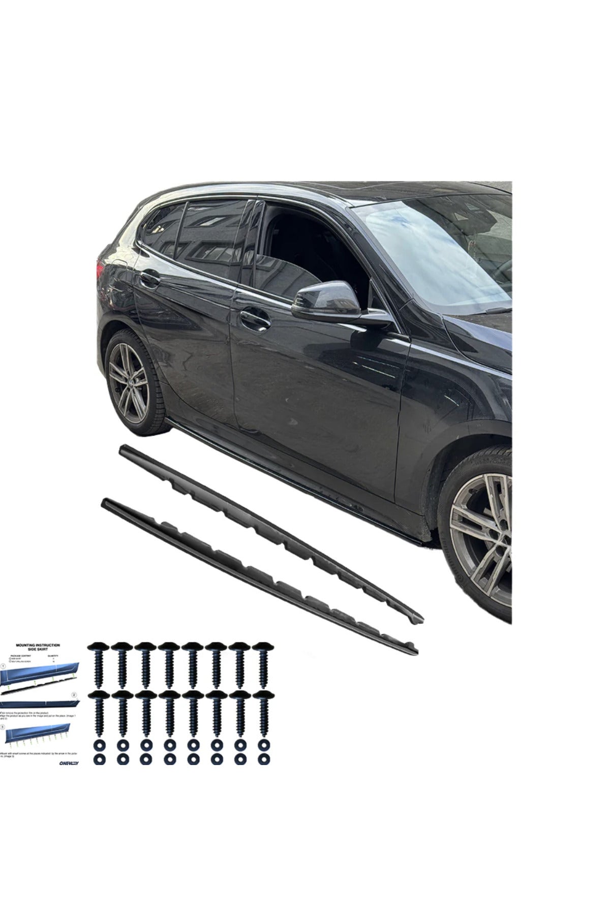 BMW 1 Serisi F40 2019-2024 Yan Marşpiyel M Paket Uyumlu Piano Black Marşpiyel Eki