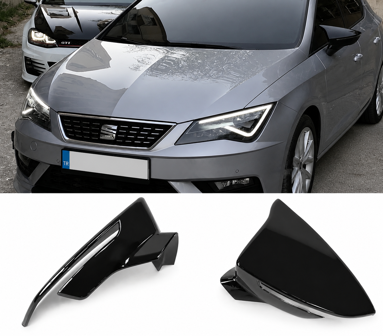 SEAT Leon Mk3 2012-2020 Batman Yarasa Ayna Kapağı Parlak Siyah Sportif Yan Ayna Kaplaması