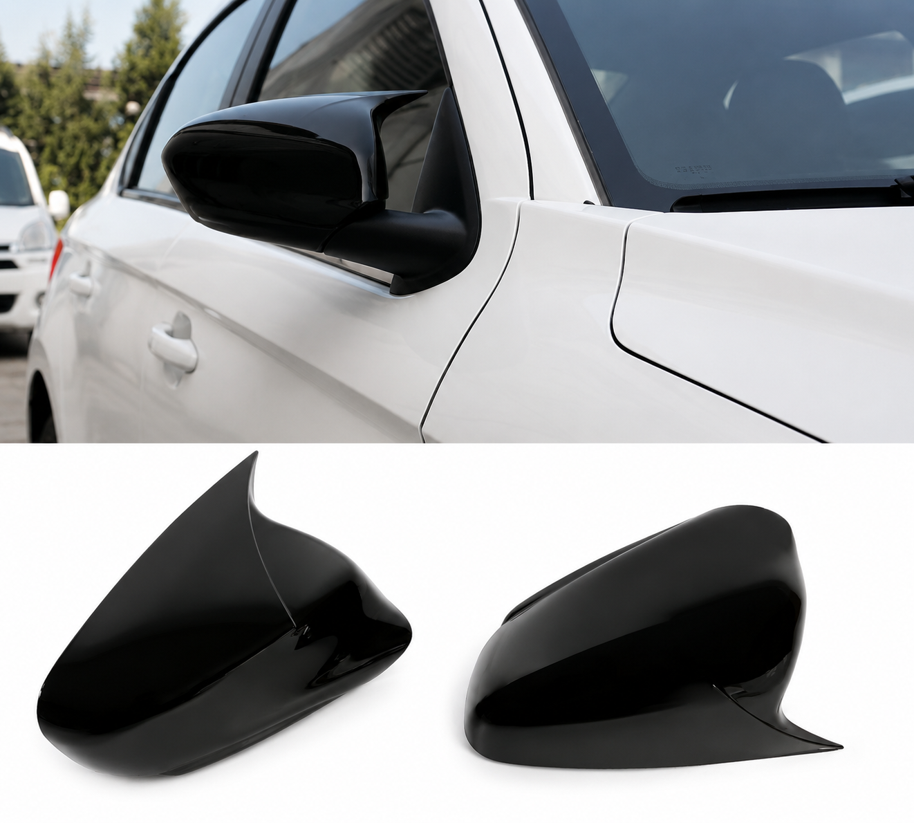 Peugeot 301 2013-2017 Batman Yarasa Ayna Kapağı Parlak Siyah Sportif Yan Ayna Kaplaması