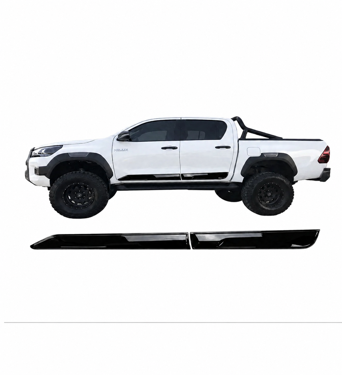 Toyota Hilux 2015+ Slim Kapı Koruma Dodik Parlak Siyah Yan Gövde Koruma Aksesuarı