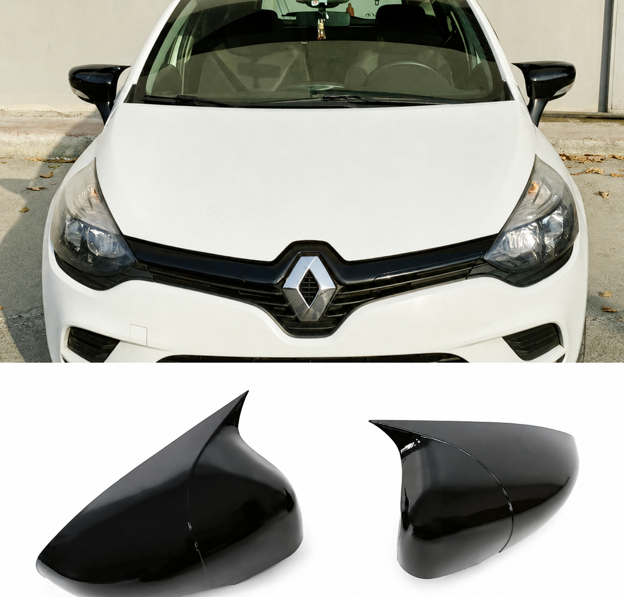 Renault Clio 4 2012-2019 Batman Yarasa Ayna Kapağı Parlak Siyah Sportif Yan Ayna Kaplaması
