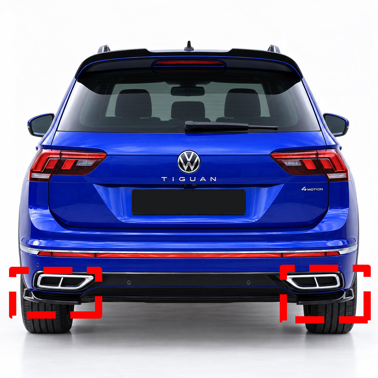 Volkswagen Tiguan R-Line 2020-2024 Parlak Siyah Arka Flap Seti | Sportif Arka Tampon Eki
