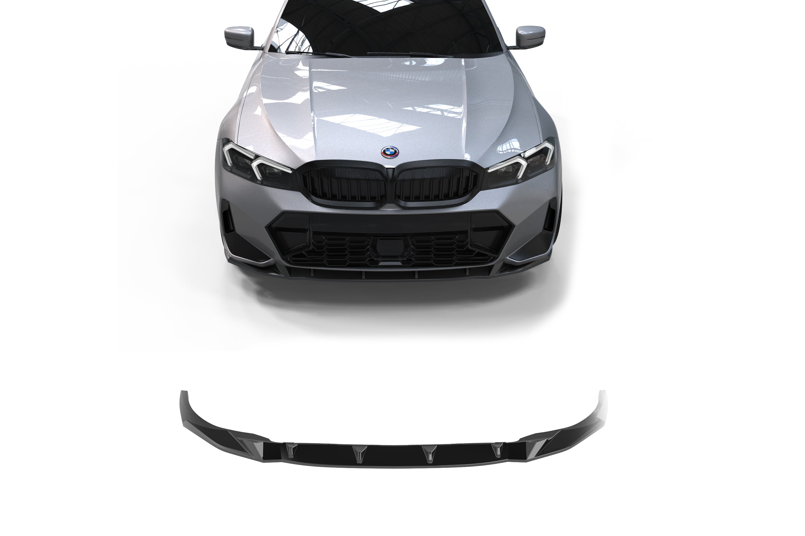 BMW 3 Serisi G20 LCI M Sport 2022+ V2 Parlak Siyah Ön Lip | Sportif Ön Tampon Eki