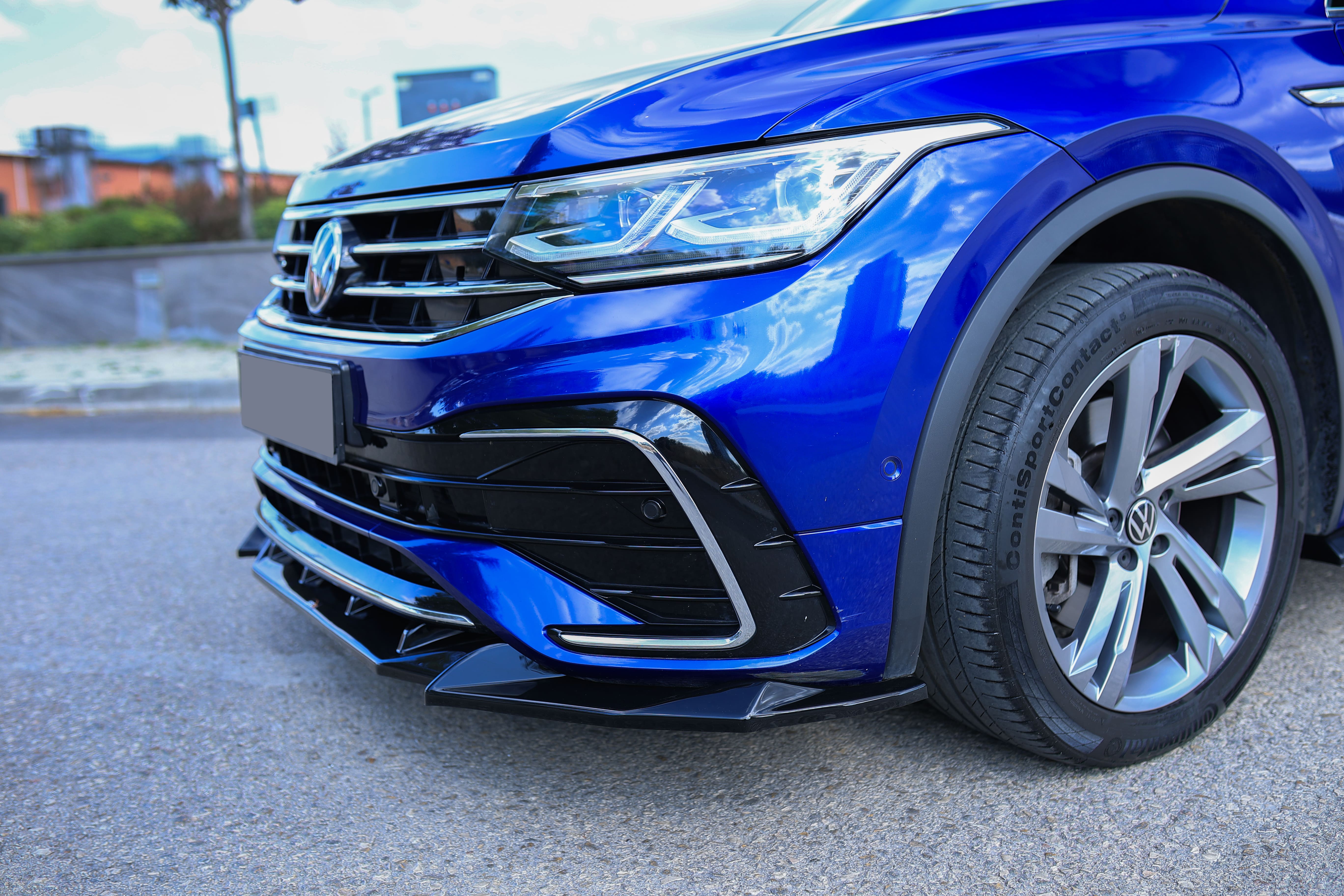 Volkswagen Tiguan R-Line 2020-2024 Parlak Siyah Ön Lip | Sportif Ön Tampon Eki